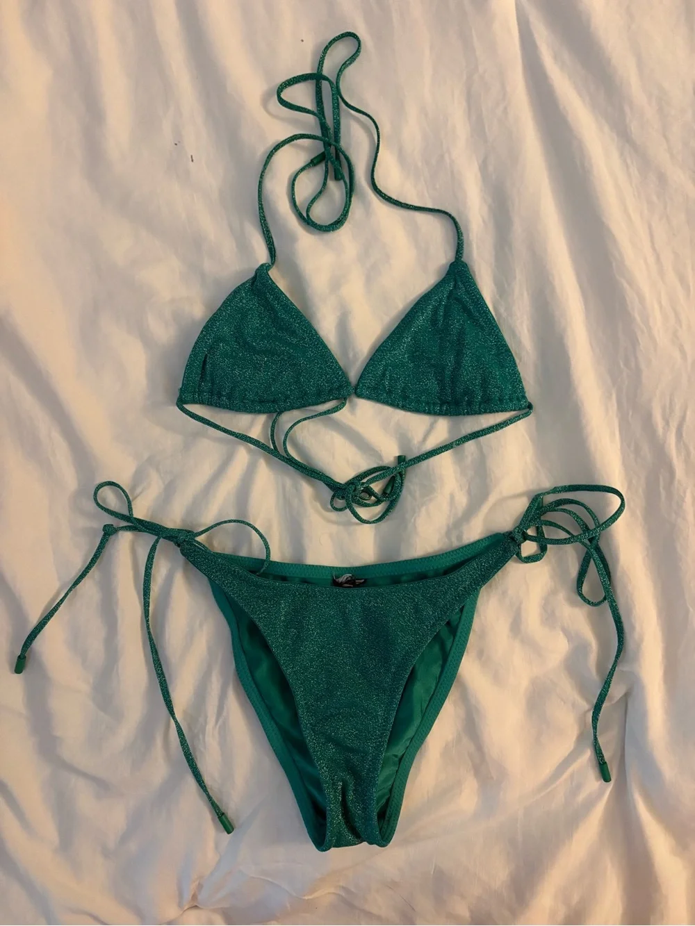 triangl swimwear Teal Green Shimmer Triangle Bikini